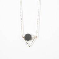 守護旗幟 項鍊 黑曜石 白瑪瑙 Triangle Flag Necklace with Obsidian + White Agate