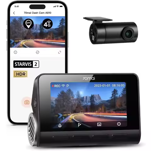 70mai A810 4K Dash Cam Front and Rear, Dual Dash Camera for Cars with Starvis 2 HDR Night Vision, 4G