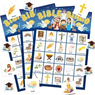 Joy Bang Bible Bingo Games for Kids, Bible Bingo Cards 24 Player Sunday School Crafts for Kids Easte