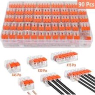 90pcs Electrical Quick Connectors, Lever Wire Nut Connector Kit, DIY Wire Connectors (28-12 AWG), 2/