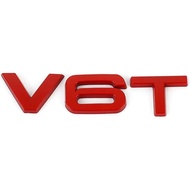3D Car Sticker V6T V8T 3D Logo Metal Emblem Badge Decals Stickers Styling Accessories(V6T Red)