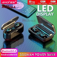 New upgrade AMOI Q32 TWS Bluetooth 5.0 + EDR Headset Wireless Stereo Earbuds + 2000mah Cab
