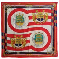 二手愛馬仕 Carree 90 圍巾，CHATEAUX D淨化草本' ARRIERE，絲綢，法國製造，紅色，女士