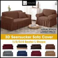 ♬Universal Spandex Seersucker Sarung Sofa 1 2 3 4 Seater Sofa Cover Stretch Sofa Slipcover Living Ro