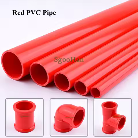 Outer Dia 20~63mm Red PVC Pipe Aquarium Tank Fittings Home Garden Irrigation System UPVC Tube Water 
