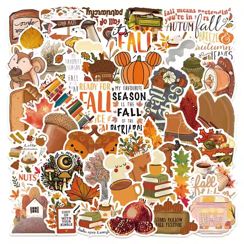 50PCS Fall Cartoon Stickers Notebook Computer Handbook Guitar Skateboard Decorative Stationary Stick