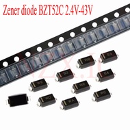 【Confluence】 100PCs sod123 Zener diode bzt52c 2.4V-43v 2.7V 3v 3.3V 4.7v 5.1v 6.8V 10v 15v 20V 22v 2