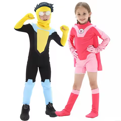 Anime Kids Invincible Costume Boys Omni-man Mark Grayson Cosplay Child Superhero Girls Atom Eve Pink