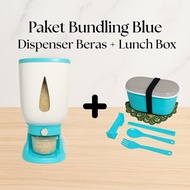 Rice Dispenser & 2-Tier Lunch Box Modern Food Pack Spoon Fork