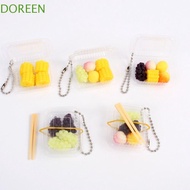 DOREEN Mini Fast Food Box Keychain, Plastic Fast Food Box Simulation Fast Food Box Keychain, Trinket