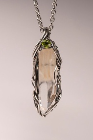 雷姆利亞水晶/ 橄欖石 吊墜/項鍊| S925純銀 金屬繞線