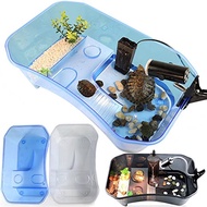 ♛Turtle Aquarium Tank Tortoise Vivarium Box Aquarium Tank Reptile with Basking Ramp Akuarium Kura Kura Aquarium 烏龜缸大型✳