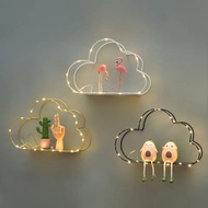 LED Nordic Metal Cloud Iron Storage Rack Shelf Wall Hanging Decor Grids Cloud Storage Holder Shelves