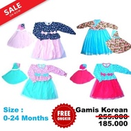 Termurahhhpromo Gamis Korean Style Anak Muslim Baju Dress Motif Bunga-