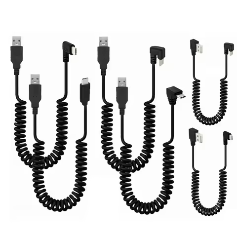 Elbow USB 3.1 C-Type Male To AM Corner Mobile Data Fast Charging Cable Car Telescopic Coiled Spring 