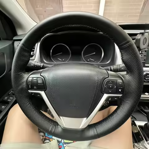 Steering Wheel Cover Faux Leather Breathable Black Fit For Toyota Yaris Vios 2014-2016 Braiding Cove