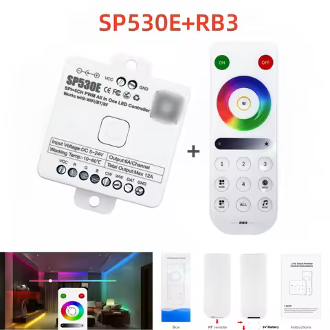 SP530E All in One LED Controller 5CH PWM SPI Pixels Controller for 5050 Sk6812 RGBW RGB LED Strip Li