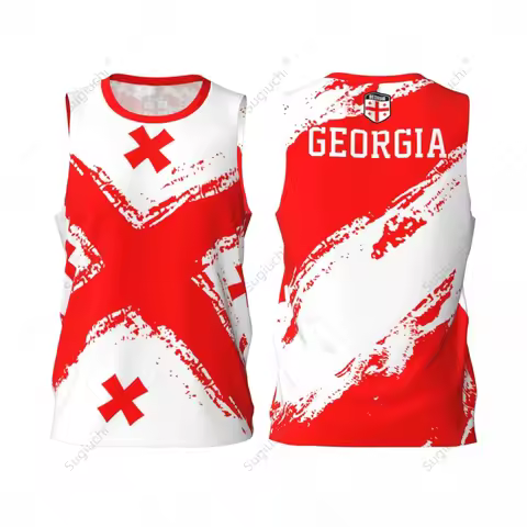 Men Basketball Sports Georgia Flag Running Fitness Multifunction Jersey Sleeveless shirt Custom Name