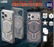 UAG Monarch Pro Veil 頂級防摔保護殼適用 iPhone 18 Pro MaX/17 ProMAX可通用MagSafe磁吸 重型軍規防撞手機殼-ICE-冰晶透明灰色螢光黃點