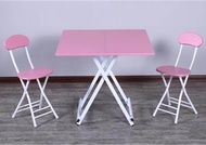 Square Shape Foldable Table - 70cm (L) x 75cm (H) + 2 Foldable Chairs Set