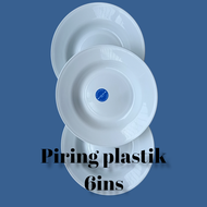 Piring plastik putih 6inch (d14cm )/ Lepek plastik / Tatakan Plastik 12pc(1 lusin)