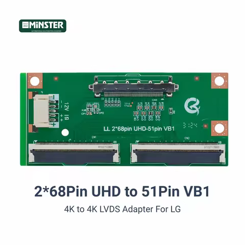 For LG 2 X 68 Pin to 51 Pin 4K UHD LVDS VB1 VByone Adapter Converter Board Connector LCD LED TV Scre