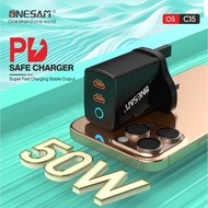 ONESAM OS-C15 GaN 50W Charger Adapter / PD 50W Super Quick Fast Charging / UK Plug
