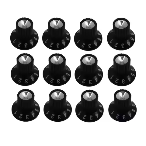 FLEOR 12PCS Black Guitar Knobs Amplifier AMP Effect Pedal Audio Knobs Buttons Caps Guitar Accessorie