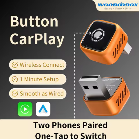 Wooboobox Wireless CarPlay Adapter, 2 Phones Connection One-Tap Switch, CarPlay Dongle for iPhone An