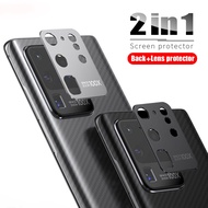 2 in 1 Carbon Fiber Back Screen Protector Sticker + Metal Protective Ring Camera Lens Protector for Samsung Galaxy S20 Plus Ultra Note 20 Film
