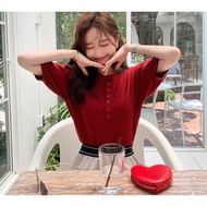 SA3260 -Fesyen Baju Siap Stok Malaysia. Ready Stock Knitted Material Women Top Knitwear圆领短袖冰丝针织衫上衣