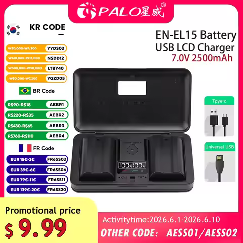 2500mAh EN-EL15C EL15C EN EL15 Battery + Battery Charger Case for Nikon Z5, Z6, Z6 II, Z7, Z7II D780
