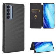 OPPO Reno 4 Pro 4G Case Carbon Fiber Flip Leather Case Reno4 4Pro Global Cover