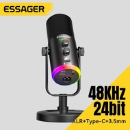 Essager USB Microphone RGB Gaming Mic Condenser Mic Noise Canceling Microphone For computer mobile p