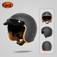 รถจักรยานยนต์เปิดหน้า3/4แบบย้อนยุคไซริล B206น้ำหนักเบาหมวกกันน็อกเครื่องยนต์เจ๊ทวินเทจสำหรับผู้ใหญ่ 