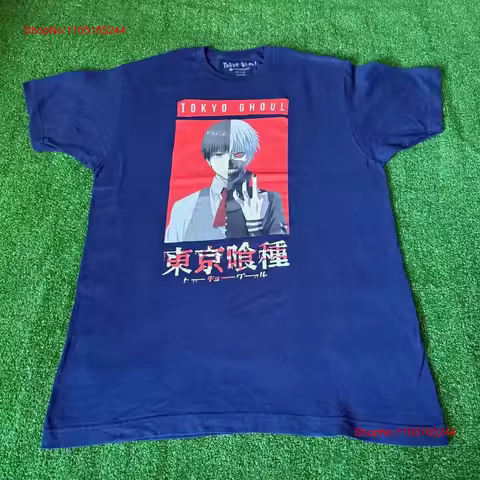 Tokyo Ghoul Crunchyroll Ken Kaneki Manga Anime Navy T Shirt Size L vintage Washed Top For Everyday W