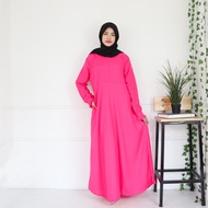 LDO Gamis Lengan Kancing / Dress Muslim Jumbo XXXL Saten Apple