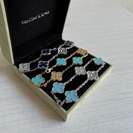 Van Cleef & Arpels Four-Leaf Clover Agate （Diamond Style）Bracelet Complete Chain Set Packaging