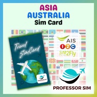 (AIS1) Australia & Asia sim2fly Travel Sim Card JAPAN CHINA JORDAN BAHRAIN KOREA GEORGIA PAKISTAN