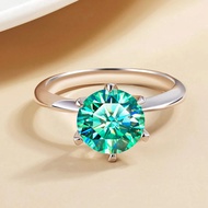 Women Ring 1ct 2ct 3ct Teal Moissanite Rings - Laboratory Diamonds Ring S925 Silver Jewelry set