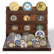 P.K.YO-Coin Display Stand Solid Wood Wooden for 60 Coins Holder Rack Case