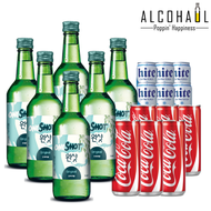 【BUNDLE DEAL】6 ONESHOT Original Soju + 6 Coca Cola cans + 6 Hite beer cans