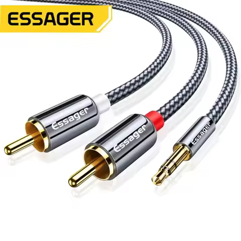 Essager RCA Cable HiFi Stereo 2RCA to 3.5mm Audio Cable AUX RCA Jack 3.5 Y Splitter for Amplifiers A
