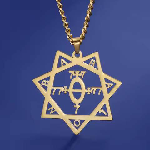 Dawapara Seal of The Goddess Babalon Necklace Heptagram Star Pendant Thelema Mystical Amulet Stainle