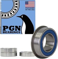 (4 Pack) PGN 5/8" x 1-3/8" Flanged Ball Bearing - Replacement for Lawnmower Wheels - Chrome Steel - 