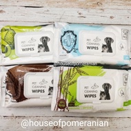 Pet wipes cleaning wet tissue for dogs, cats, animals, anti-bacterial hypoallergenic, non-alcoholic 
