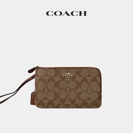 100% genuine COACH women's double-layer clutch zipper wrist phone foreskin leather coin wallet F87591
