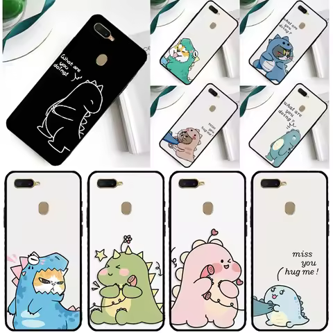 Couple Matching Cute Dinosaur Phone Case for OPPO Find X5 X3 Pro A74 A54 A94 A83 A91 A93 A31 A53 A5 