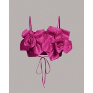 ROSA TOP - Y2K personality embossed rose crop TOP