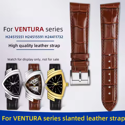 21mm band for Hamilton VENTURA series watchband H24515551 H24515591 diagonal leather watch strap men